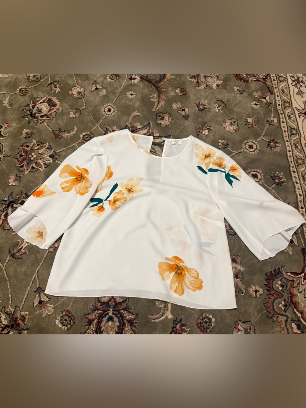 Floral Print White Bell-Sleeve Blouse Wilfred